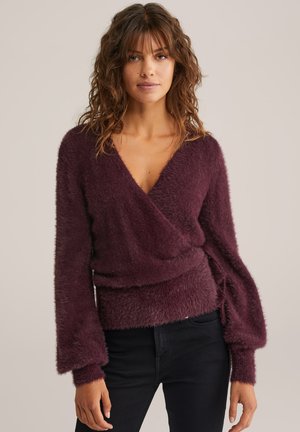 Strickjacke - aubergine