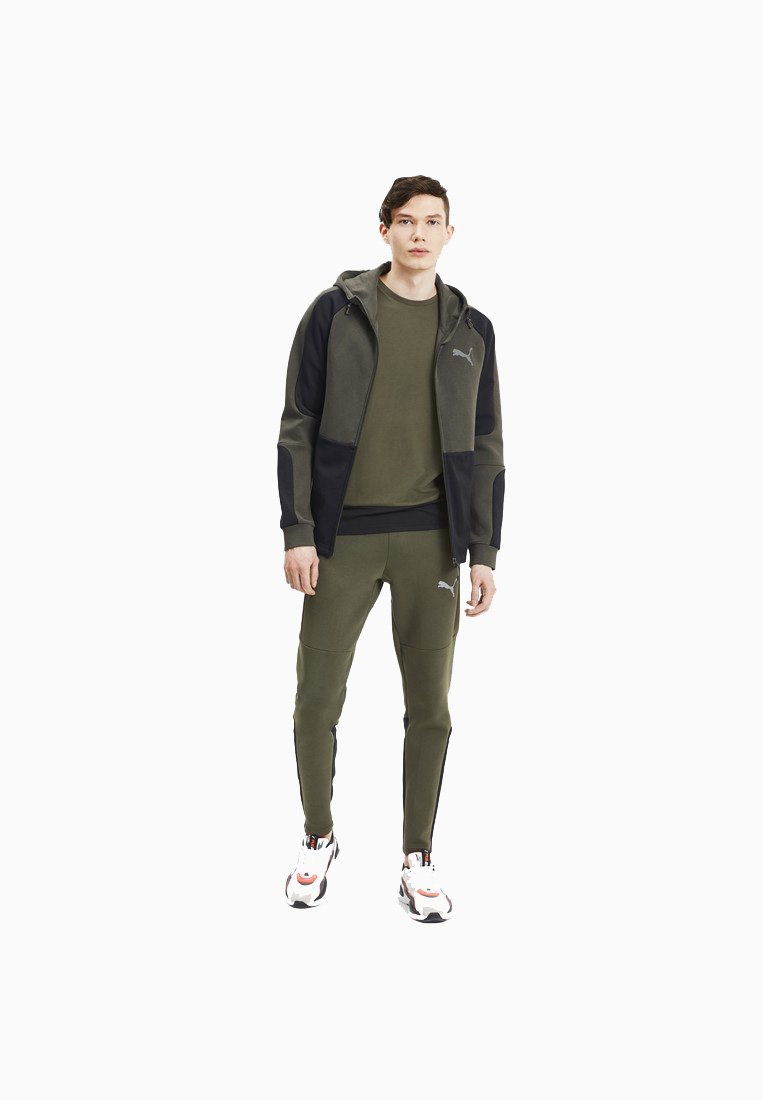 Puma EVOSTRIPE HOODIE - Felpa con zip - forest night/verde - Zalando.it