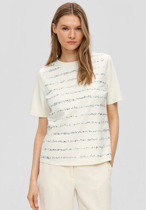 MIT PAILLETTEN - T-Shirt print - creme