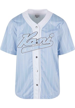 Karl Kani VARSITY LOGO PINSTRIPE BASEBALL - Hemd - light blue white