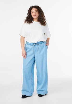 MIT HOHER TAILLE - Stoffhose - light blue denim