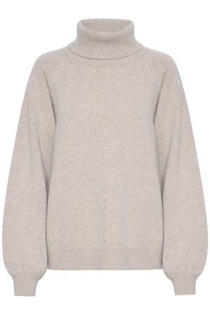 Helle beige Rollkragensweatshirt aus weichem Strickstoff. Mit Raglanärmeln und gerippten Bündchen, in lockerer Passform und mit minimalen Details.