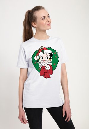 BETTY BOOP CHRISTMAS MISTLETOE WREATH - T-shirt print - white