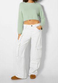 Bershka Stickad tröja - evergreen