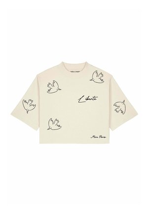 Mira Paris, LIBERTE EMBROIDERY CROPPED BOXY TEE 26 - T-shirt print - natural raw