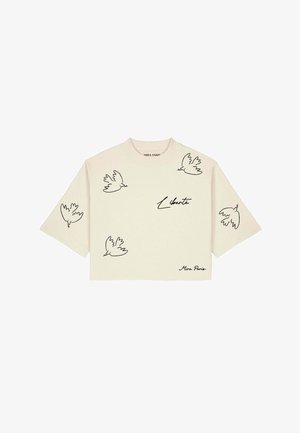 Mira Paris, LIBERTE EMBROIDERY CROPPED BOXY TEE 26 - T-shirt imprimé - natural raw