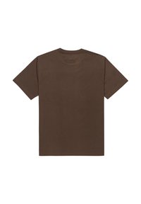 Bruine, korte mouwen t-shirt van katoen, met een ronde halslijn en een effen ontwerp zonder motieven of accenten.