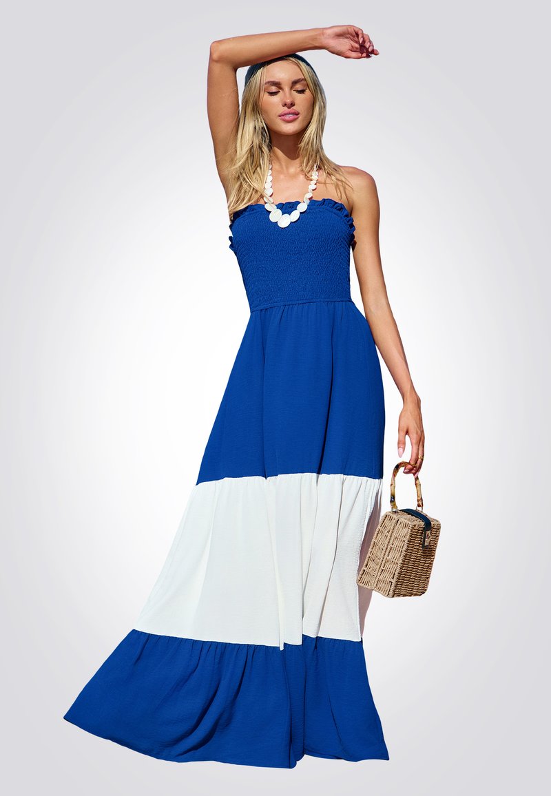 Cupshe Vestido largo - royal blue white