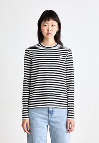 Calvin Klein Jeans REGULAR LONG SLEEVED - Tops ar garām piedurknēm - black/bright white