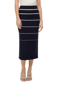 s.Oliver BLACK LABEL GESTREIFTER - Jupe crayon - navy