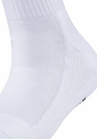 Chaussette en coton blanc avec une bordure côtelée, texture lisse et talon renforcé. Design simple sans motifs ni accents.