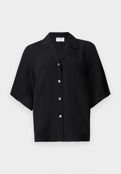 Filippa K SHORT SLEEVE SHIRT - Button-down blouse - black