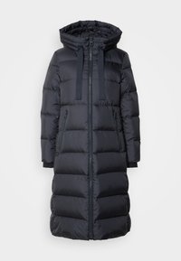 LONG COAT FEMININE SHAPE  WITH HOOD - Puhovka – plašč - deep blue sea