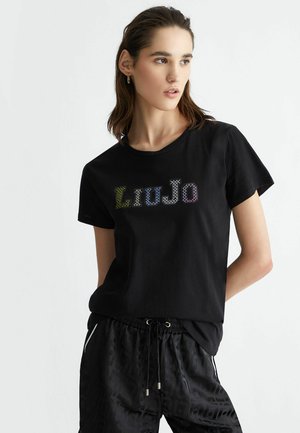 WITH LOGO - T-shirt con stampa - black