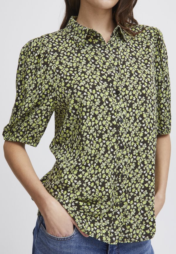 IHAya - Button-down blouse - sprucestone flower aop3