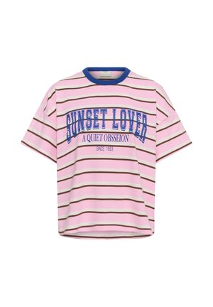 Kaffe, KAELOISE T-SHIRT - Print T-shirt - pink, carafe, chalk stripe