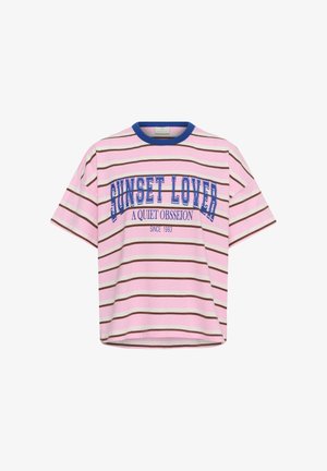 Kaffe, KAELOISE T-SHIRT - T-shirt con stampa - pink, carafe, chalk stripe
