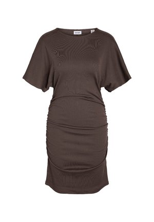 Noisy May, NMABBI O NECK RUCHING DRESS - Robe t-shirt - chocolate brown