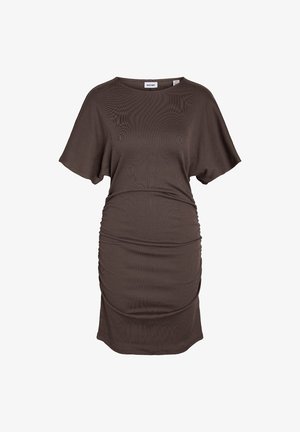 Noisy May, NMABBI O NECK RUCHING DRESS - T-Shirt-Kleid - chocolate brown