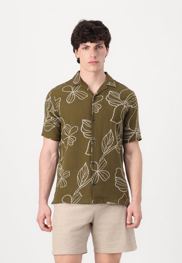 TEXTURE RESORT COLLAR - Shirt - olive
