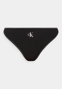 Μαύρο κάτω μέρος μπικίνι με λευκή ραφή και μικρό λευκό και κόκκινο λογότυπο "ck Calvin Klein" στο κέντρο της μπροστινής μέσης.
