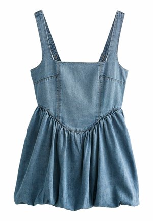 REGULAR FIT - MINI PUFFBALL - Haljina od trapera - mid blue