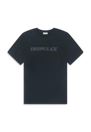 Tricou din bumbac negru cu mâneci scurte și gât rotund. Prezintă un logo mare, reflectorizant de culoare gri "883POLICE" pe față.