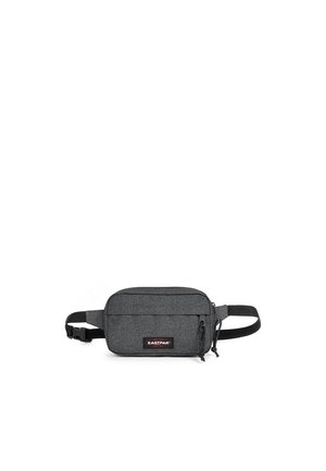 Fanny pack i struktureret mørkegrå stof med lynlåslukning, frontlomme, justerbar rem og et lille logo-patch. Kompakt og funktionelt design.