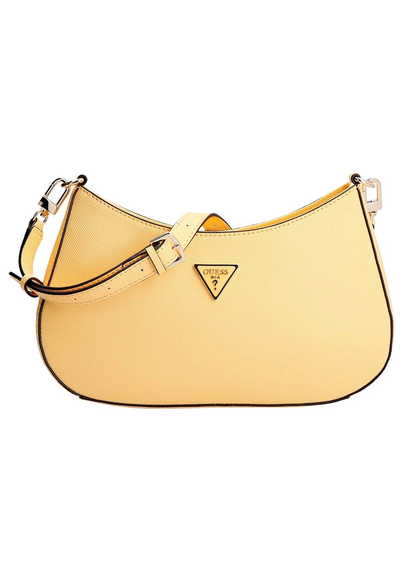 guess alexie top zip shoulder bag brown logo