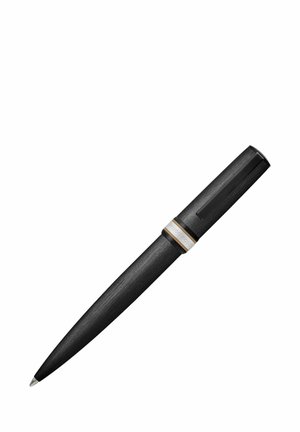 Sort mat kuglepen med guldfarvet accentring og clip, slank moderne design, udtrækkelig spids.