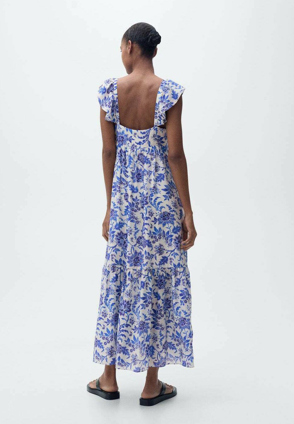 Mango Outlet Vestido Gasa Floral Textured Floral-pattern Dress Women MANGO  OUTLET USA
