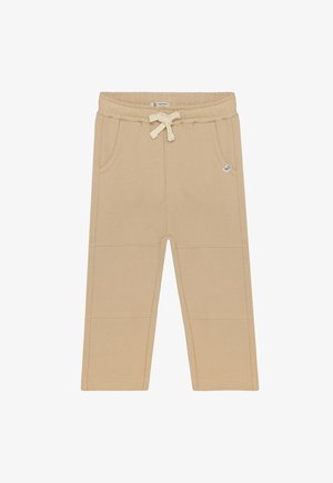Beige bomulds-sweatpants med elastisk talje, snørelukning og to sidelommer. Flade sømme og diskrete lapdetaljer.