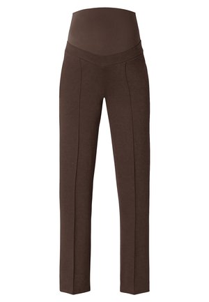 Bordeaux zwangerschapsbroek met een gladde, elastische tailleband, recht gesneden ontwerp en zijnaaddetails voor een aangesloten silhouet.