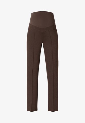 Bordeaux zwangerschapsbroek met een gladde, elastische tailleband, recht gesneden ontwerp en zijnaaddetails voor een aangesloten silhouet.