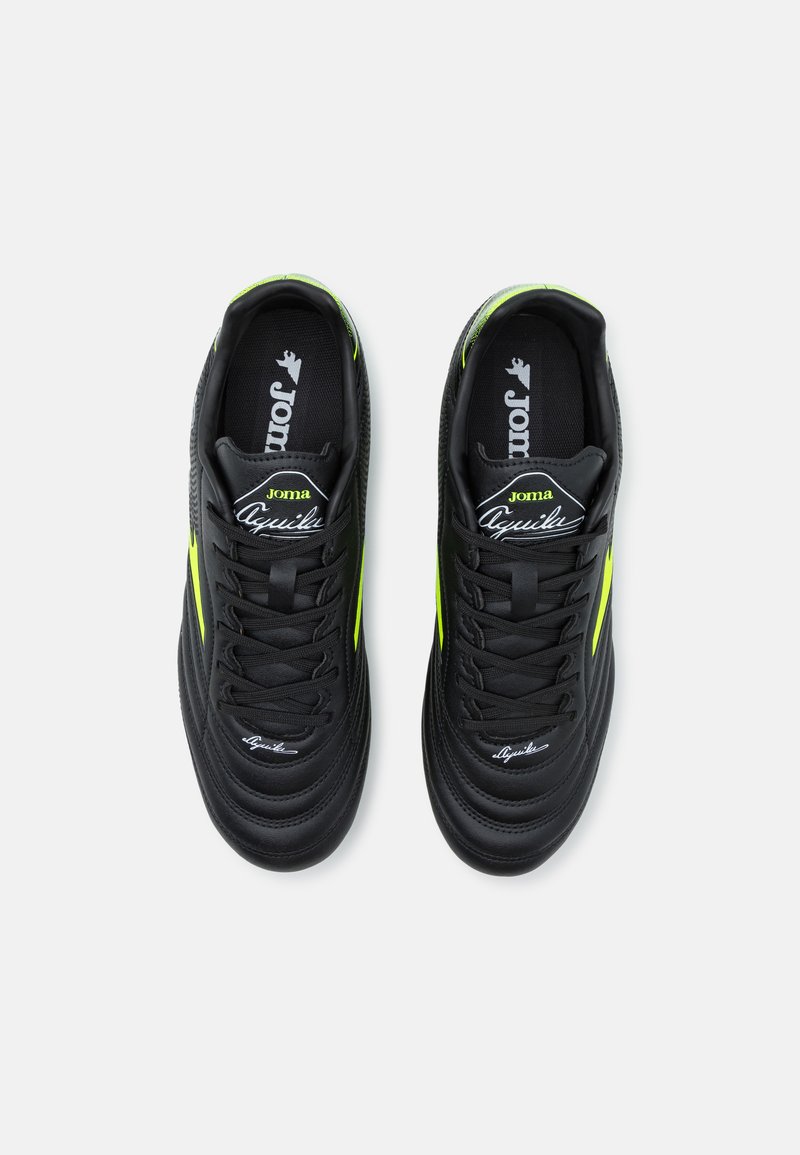 Joma - Tacos De Fútbol Para Césped, Parte Superior Sintética Y De Malla, Ventilación VTS, Puntera De Protección, Suela Duradera, Hombres Y Mujeres, Negro Blanco, 7