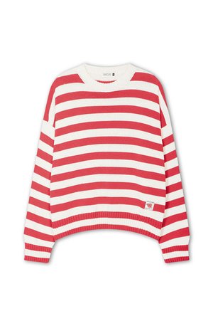 Kaotiko STRIPES SOCIETY UNISEX - Maglione - ivory/red