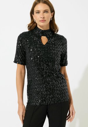 MIXED SEQUIN EMBELLISHED KEYHOLE  - Camicetta - black