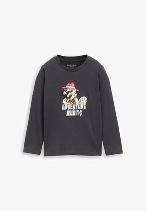 TOM TAILOR, TOM TAILOR T-SHIRT LANGARMSHIRT MIT BIBER-PRINT - Maglietta a manica lunga - coal grey