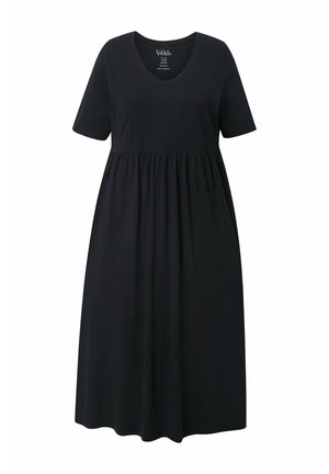 Ulla Popken EMPIRE WAIST SHORT SLEEVE - Vestito di maglina - black