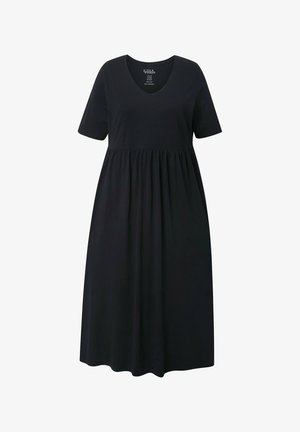 Ulla Popken EMPIRE WAIST SHORT SLEEVE - Trikoomekko - black