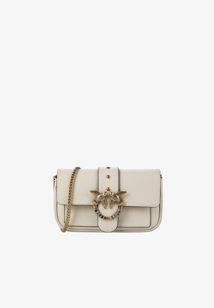 Pinko, LOVE POCKET UMHÄNGETASCHE LEDER 20 CM - Borsa a tracolla - bianco seta-antique gold