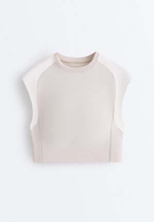OYSHO REFLECTIVE COMPRESSIVE TANK TOP - Sutien pentru tricou - mottled beige
