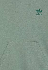 Svijetlozelena dukserica s prednjim džepom, izrađena od mekog pamučnog materijala. Sadrži izvezeni tamnozeleni adidas logo na grudima.