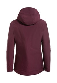 Giacca a hood maroon in tessuto liscio e resistente all'acqua. Presenta una vestibilità dritta, maniche lunghe e dettagli con zip laterali.