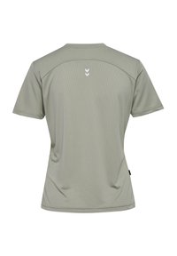 Kortärmad träningsskjorta i ljusgrön med ribbad textur. Noterbart vitt chevrondetalj på övre ryggen.