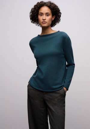 PULLOVER MIT GEROLLTEM SAUM - Pullover - türkis
