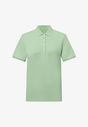 Lysgrøn polo t-shirt lavet af bomuld, med klassisk krave, korte ærmer og en knappet placket med fem knapper.