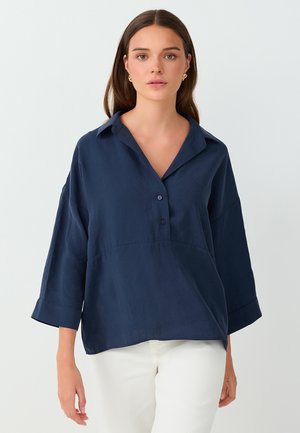 Jimmy Key, SHIRT COLLAR THREE-QUARTER SLEEVE BLOUSE - Blouse - dark blue
