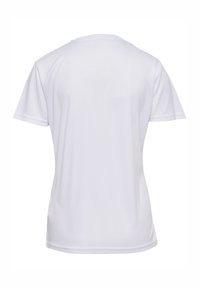 Vit kortärmad t-shirt i mjukt tyg med rund halsringning. Har en enkel design och en avslappnad passform, utan dekorationer.