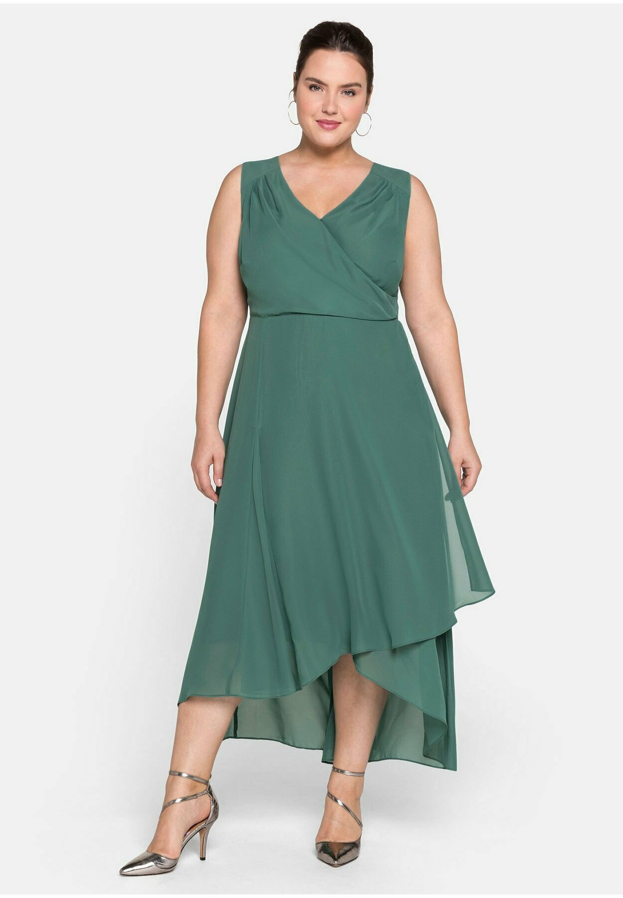 Sheego Cocktailkleid Festliches Kleid Opalgrun Grun Zalando De 
